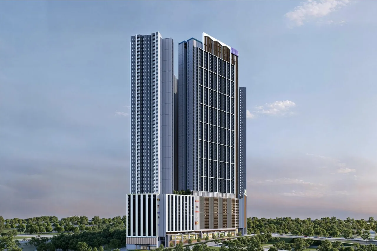 Front view of Tower B Brixton at Causewayz Square by Exsim near CIQ, designed for own-stay and long-term rental.